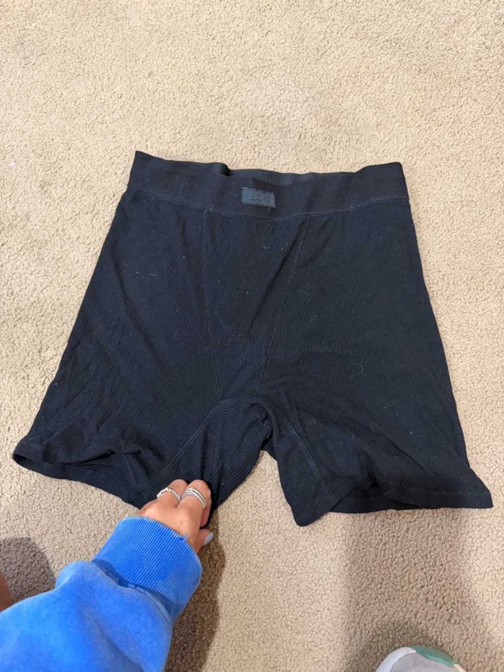 SKIMS Black Ribbed High-Waist Bike Shorts